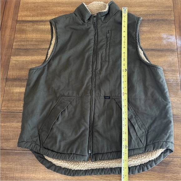 Lee The Workwear Vest Men’s L Green Canvas Sherpa Lined Cotton NWT - Picture 3 of 12